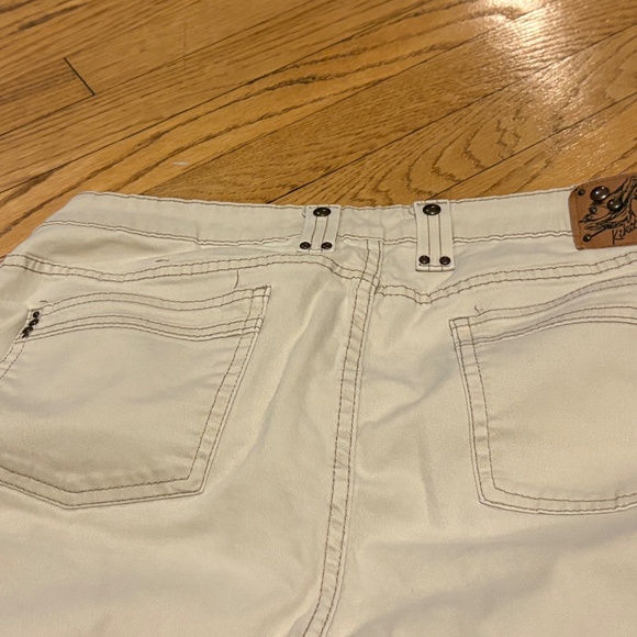 Kikit Ivory Stretch Cotton Stud Accent Capris Crop Jeans Pants Womens 10 - Picture 2 of 2